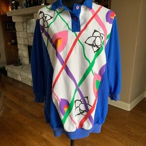 Capistrano Vintage‎ Blue and White Pullover Top